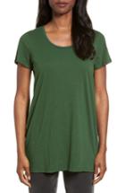 Women's Eileen Fisher U-neck Organic Cotton Tee, Size - Green