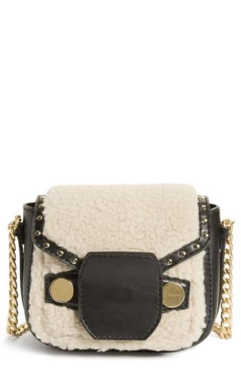 Stella Mccartney Faux Shearling & Leather Shoulder Bag - White