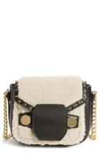 Stella Mccartney Faux Shearling & Leather Shoulder Bag - White