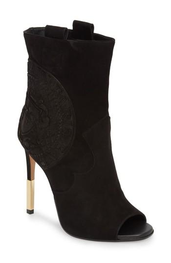 Women's Balmain Clea Logo Embossed Bootie .5 Eu - Black