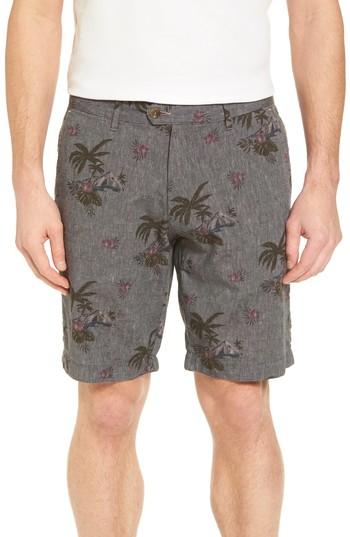 Men's Ted Baker London Tropis Print Cotton Shorts R - Grey