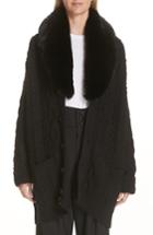 Women's Marc Jacobs Wool Cardigan With Removable Faux Fur Collar - Black