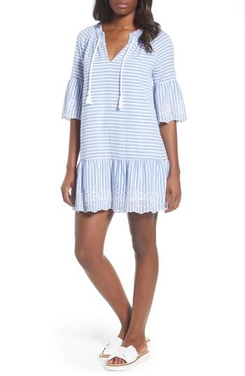 Women's Vineyard Vines Tiamo Stripe Eyelet Cotton Dress - Blue