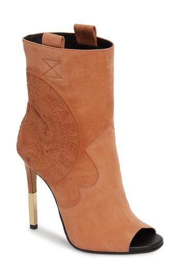 Women's Balmain Clea Logo Embossed Bootie Eu - Pink
