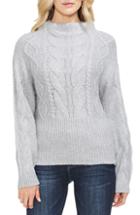 Petite Women's Vince Camuto Cotton Blend Cable Knit Sweater P - Grey