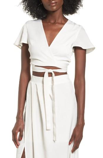 Women's 4si3nna Wrap Crop Top - White