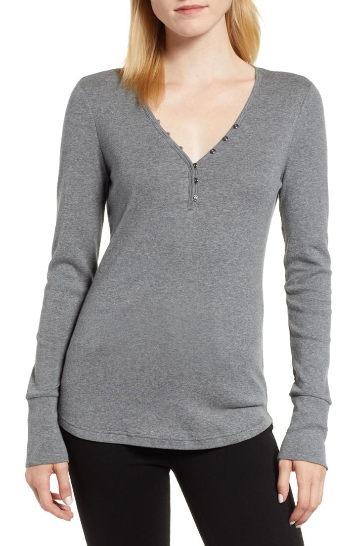Women's Caslon V-neck Henley, Size - Burgundy