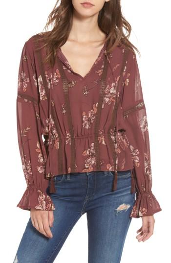Women's Astr The Label Rosalie Top - Burgundy