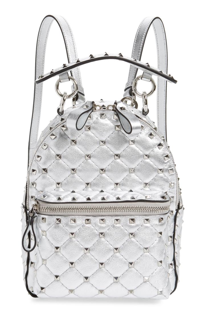 Valentino Garavani Mini Rockstud Metallic Leather Backpack - Metallic