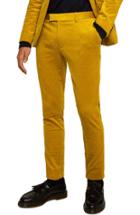 Men's Topman Super Skinny Fit Corduroy Trousers 34 - Yellow