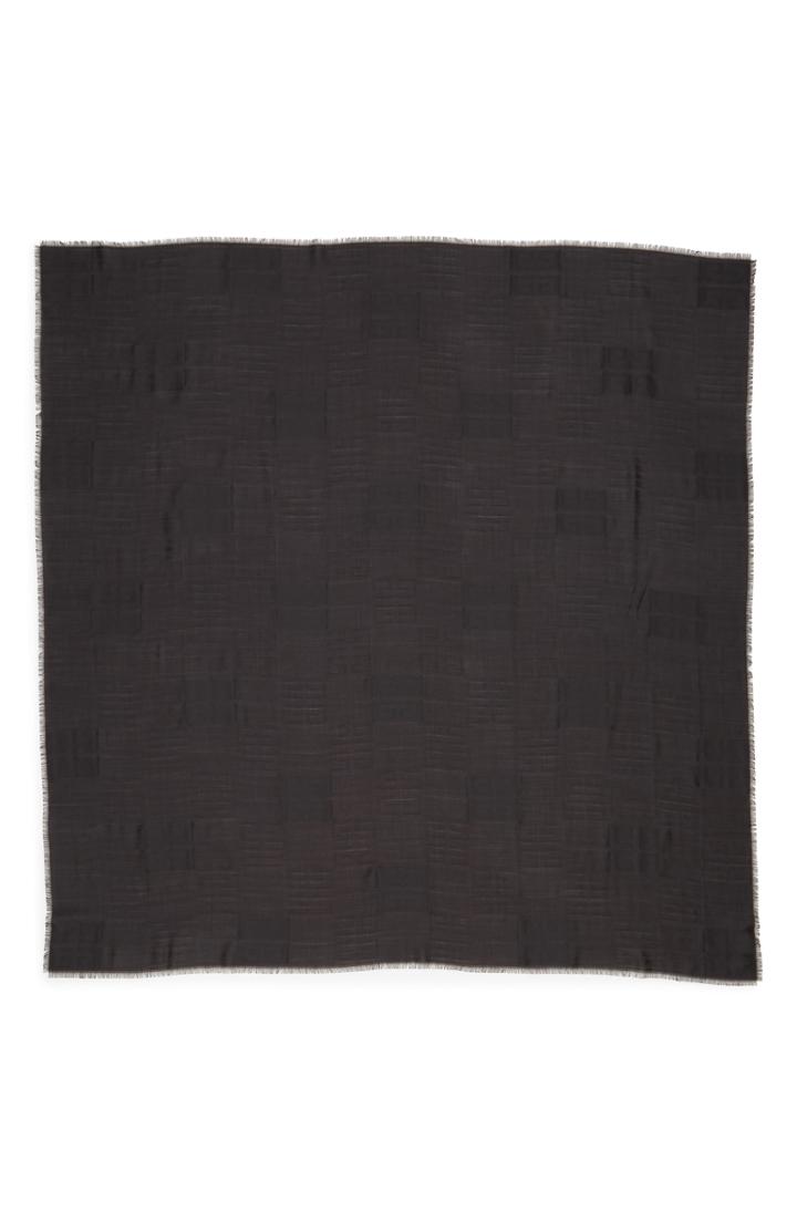 Women's Givenchy 4g Check Silk, Wool & Cotton Scarf, Size - Black