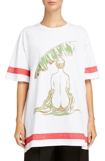 Women's J.w.anderson Palm Lady Oversized Tee - White