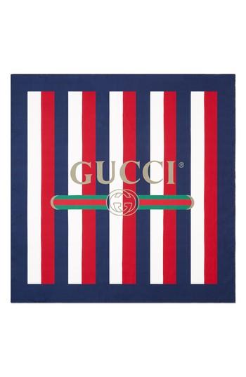 Women's Gucci Sylvie Stripe Silk Scarf, Size - Blue