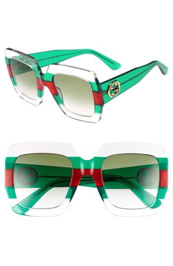 Women's Gucci 54mm Square Sunglasses - Multi/ Pink