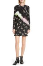 Women's Msgm Ostrich Feather Trim Floral Print Dress Us / 38 It - Black