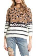 Women's Topshop Mixed Print Sweater Us (fits Like 0) - Beige