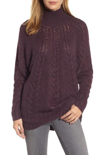 Women's Caslon Dolman Sleeve Cable Knit Tunic - Purple