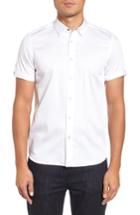 Men's Ted Baker London Lyonn Modern Slim Fit Stretch Sateen Sport Shirt (s) - White