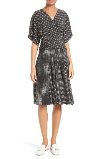 Women's Diane Von Furstenberg Polka Dot Silk D-ring Wrap Dress - Black