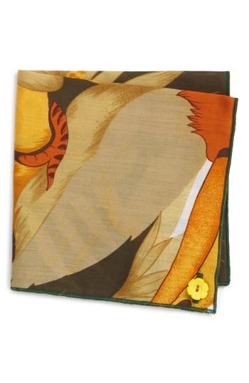 Men's Armstrong & Wilson Orange Rose Cotton Pocket Square, Size - Orange