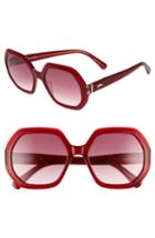 Women's Longchamp Heritage 55mm Gradient Lens Geometric Sunglasses - Cherry/ Red