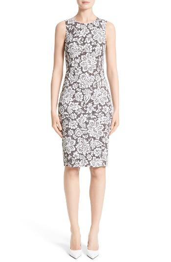 Women's Michael Kors Stretch Cady Lace Print Sheath Dress - Black