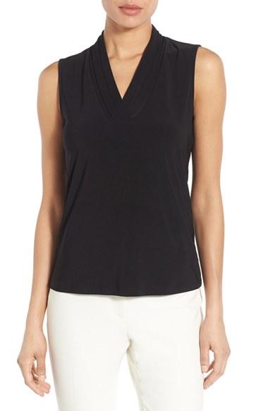 Women's Anne Klein Triple Pleat V-neck Jersey Top
