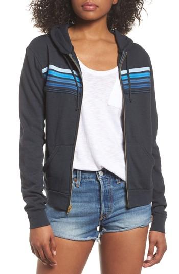 Women's Aviator Nation 5-stripe Zip Hoodie, Size - Black