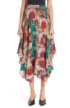 Women's Stella Mccartney Flower Vase Print Silk Midi Skirt Us / 48 It - Red