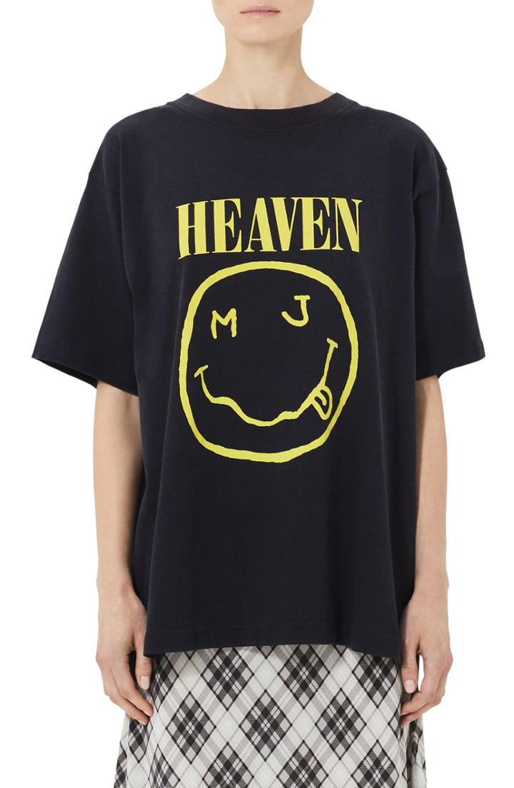 Women's Marc Jacobs Grunge Logo Oversized Tee - Black