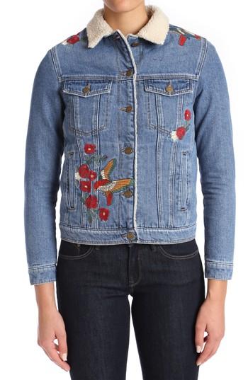 Women's Mavi Jeans Katy Embroidered Denim Jacket - Blue