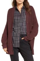 Women's Treasure & Bond Ribbed Cardigan Sweater, Size - Burgundy