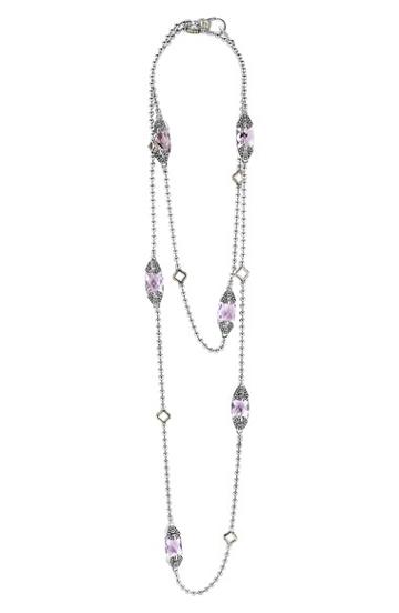 Women's Lagos 'caviar Color' Long Semiprecious Stone Station Necklace