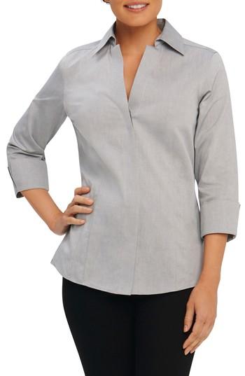 Petite Women's Foxcroft Fitted Non-iron Shirt P - Metallic