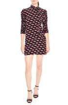 Women's Sandro Ruched Sleeve Tattoo Print Dress - Black