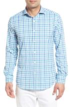 Men's Bugatchi Shaped Fit Check Performance Sport Shirt - Green