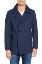 Men's Schott Nyc Slim Fit Wool Blend Peacoat - Blue