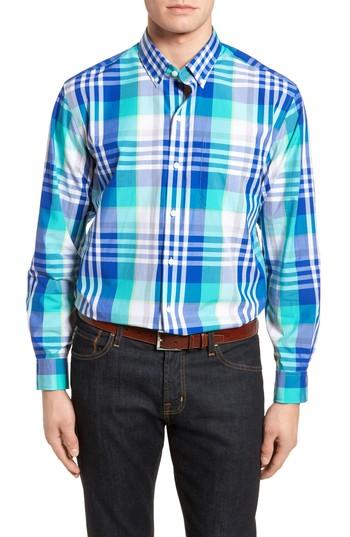 Men's Cutter & Buck Cooper Classic Fit Non-iron Plaid Sport Shirt