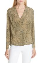 Women's Rag & Bone Shields Leopard Print Silk Top, Size - Green