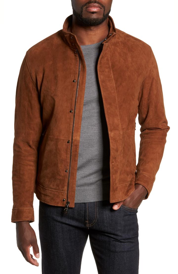Men's Peter Millar Collection Suede Blouson Jacket, Size - Brown