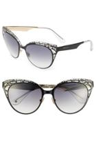 Women's Jimmy Choo 'estelle' Metal Cat Eye Crystal Lace 55mm Sunglasses - Shiny Black