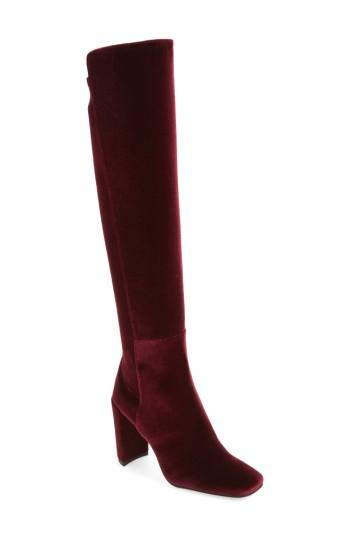 Women's Stuart Weitzman Jackson Stretch Velvet Knee High Boot M - Burgundy