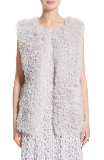 Women's St John Collection Reversible Genuine Curly Lamb Fur Vest, Size - Purple