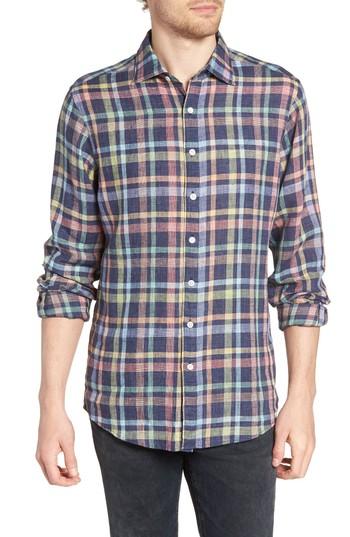 Men's Rodd & Gunn Stirling Plaid Linen Sport Shirt - Blue
