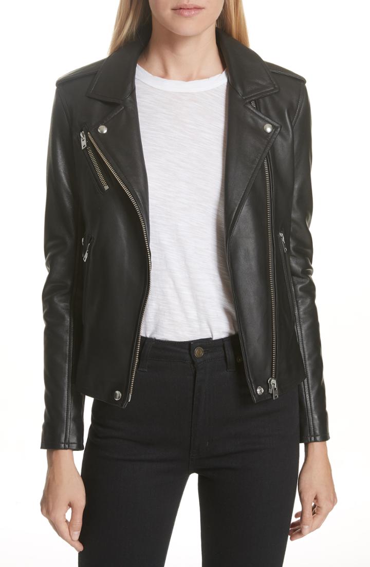 Women's Iro Leather Moto Jacket Us / 32 Fr - Black