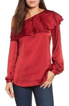 Women's Halogen One-shoulder Ruffle Top - Red
