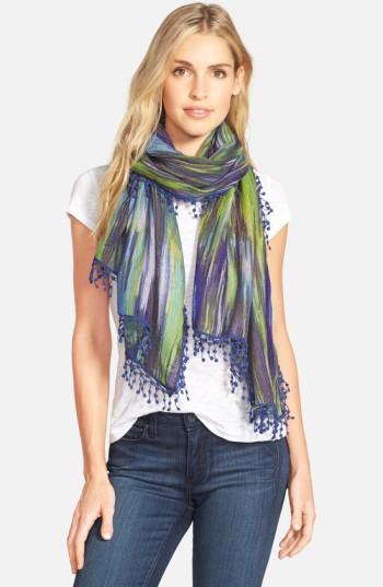 Women's La Fiorentina Ikat Print Wool Scarf, Size - Blue