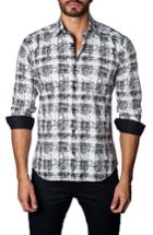 Men's Jared Lang Trim Fit Distressed Plaid Sport Shirt, Size - Black
