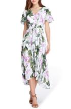Women's Tahari Palm Print High/low Midi Dress - Purple