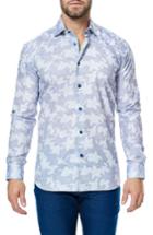 Men's Maceoo Luxor Leaves Trim Fit Sport Shirt (m) - Blue